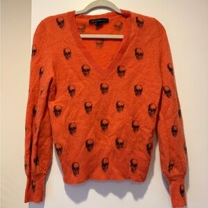 Skull Cashmere v-neck orange Sweater